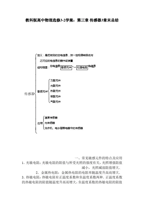 教科版高中物理选修3-2学案：第三章 传感器3章末总结