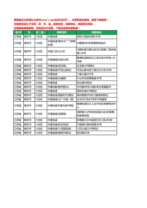2020新版江苏省南京市六合区中通快递工商企业公司商家名录名单联系电话号码地址大全19家