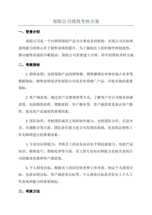 保险公司绩效考核方案