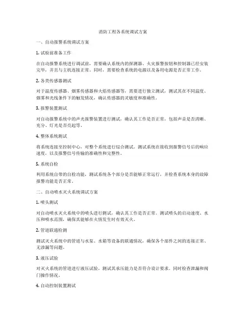 消防工程各系统调试方案