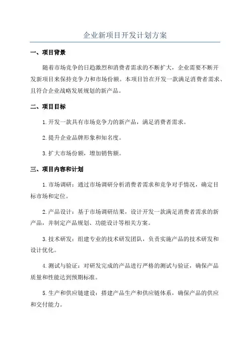 企业新项目开发计划方案