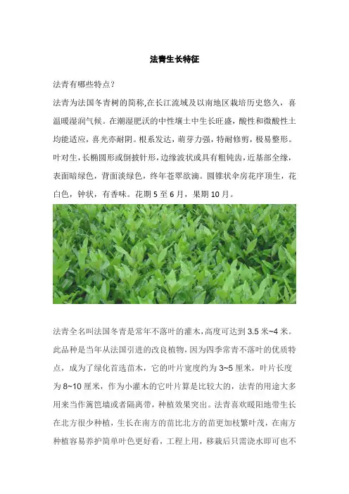 法青生长特征