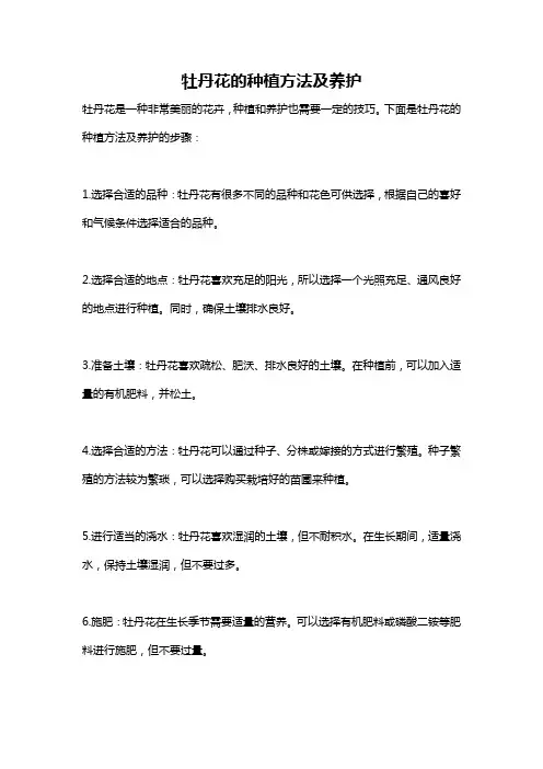 牡丹花的种植方法及养护