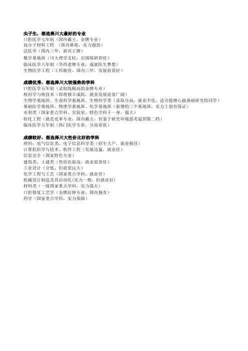 川大专业填报指南