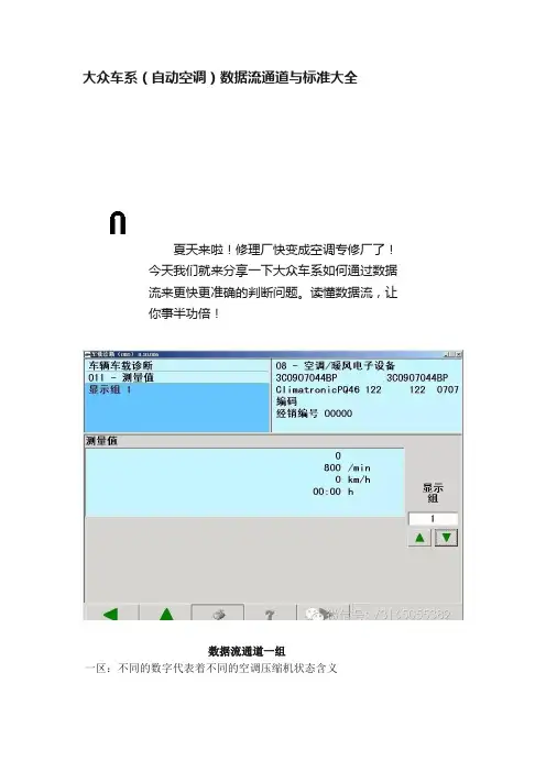 大众车系（自动空调）数据流通道与标准大全