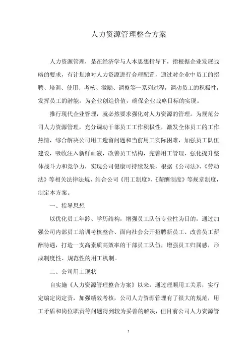 人力资源管理整合方案