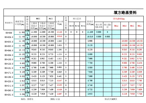 路基分层 表格 