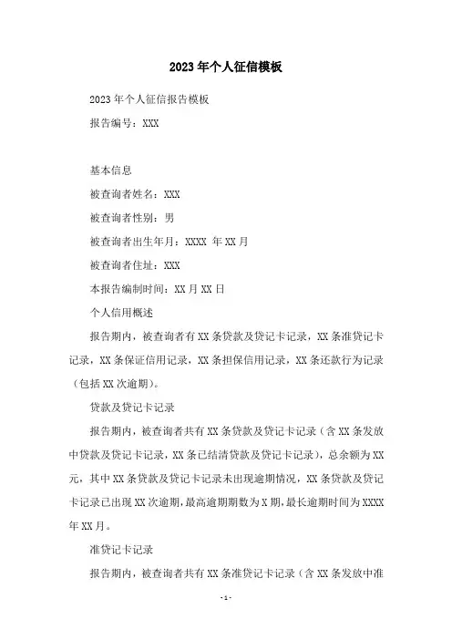 2023年个人征信模板