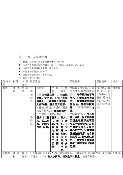 中药鉴定学 第十一章 全草类中药重点