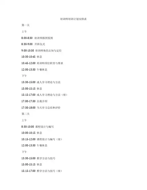 培训师培训计划安排表