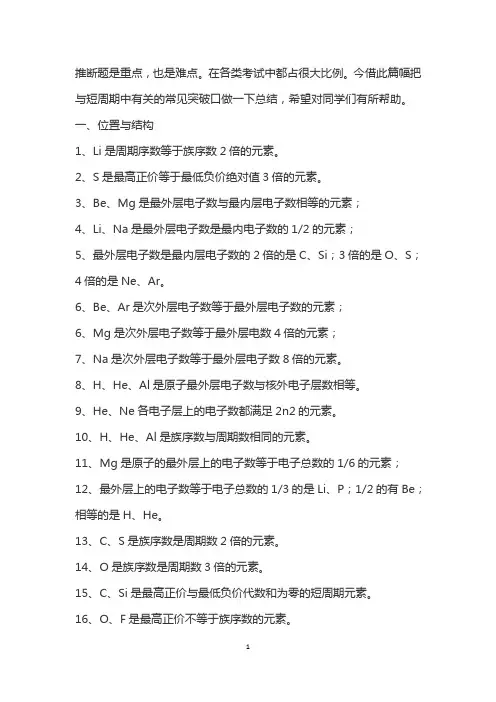 高中化学推断题技巧
