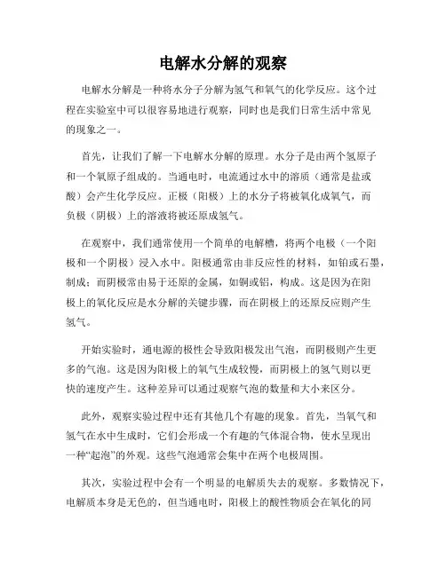 电解水分解的观察