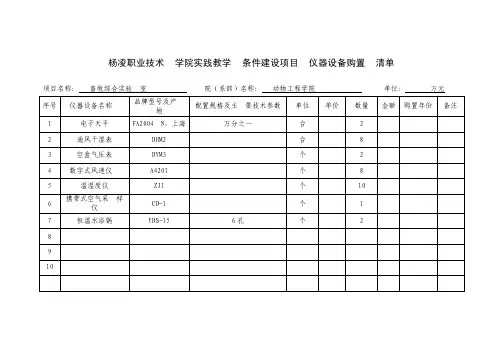 畜牧实验室仪器设备购置清单