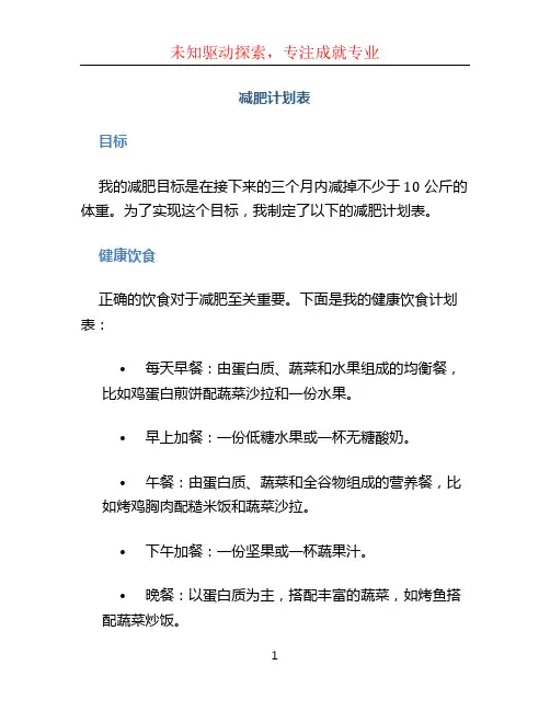 减肥计划表