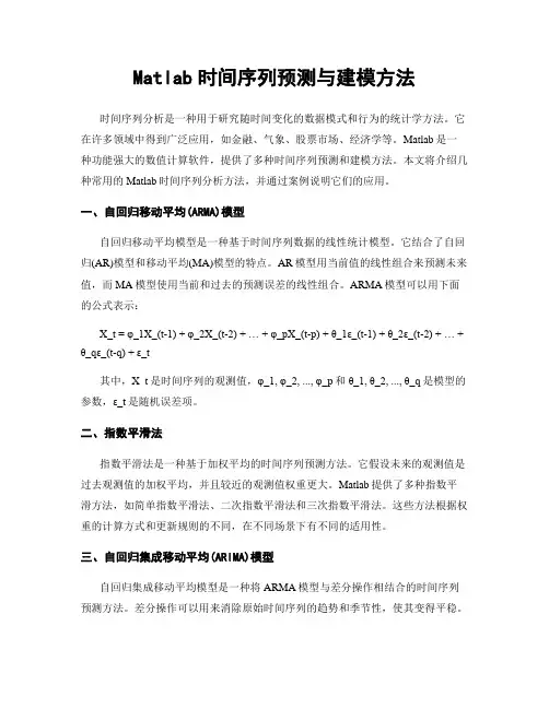 Matlab时间序列预测与建模方法