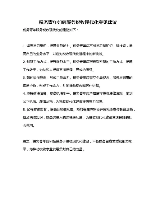 税务青年如何服务税收现代化意见建议