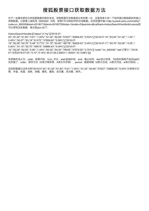 搜狐股票接口获取数据方法