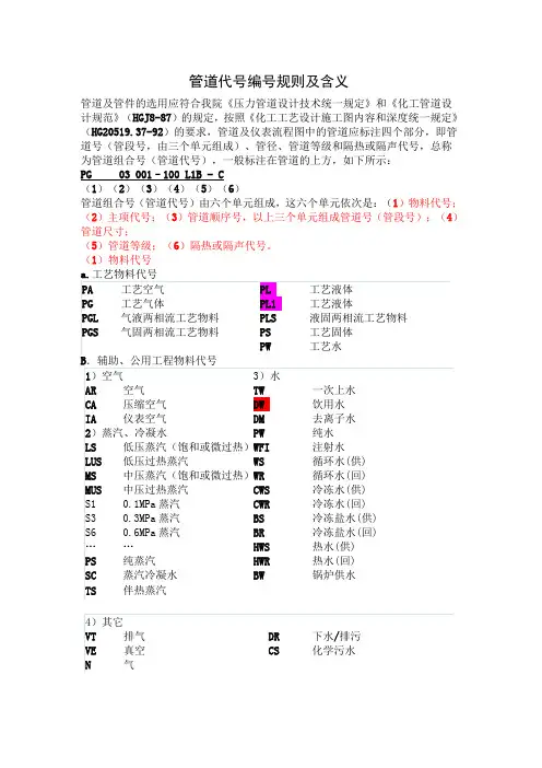 管道代号编号规则及含义Word版