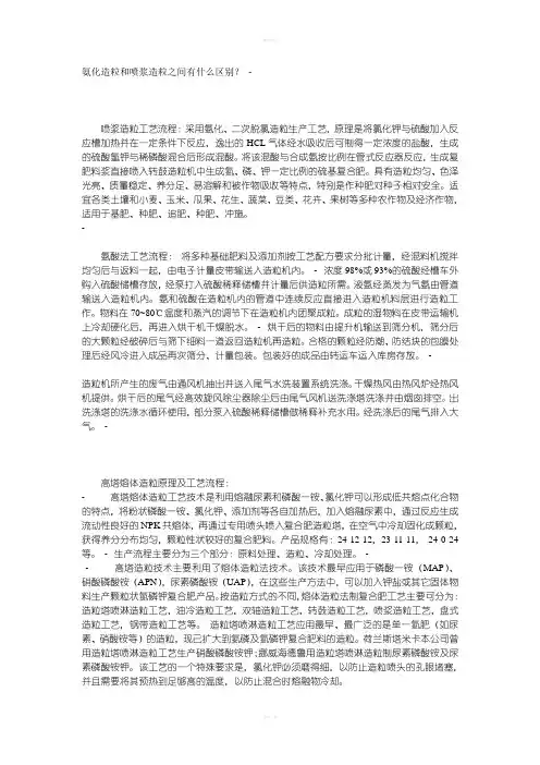 喷浆造粒、氨化造粒、高塔造粒的区别