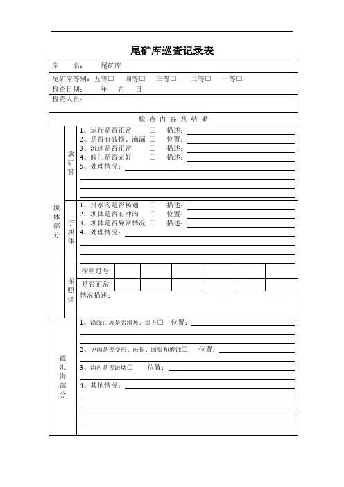 尾矿库巡查记录表
