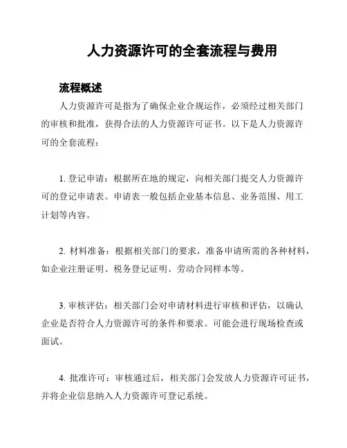 人力资源许可的全套流程与费用