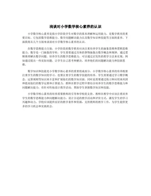 浅谈对小学数学核心素养的认识