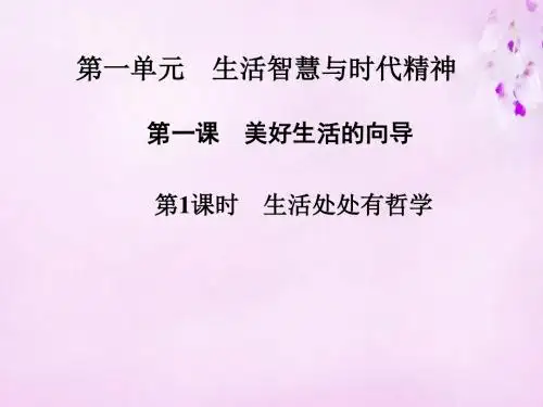 2015-2016高中政治 第一单元 第一课 第1课时 生活处处有哲学课件 新人教版必修4