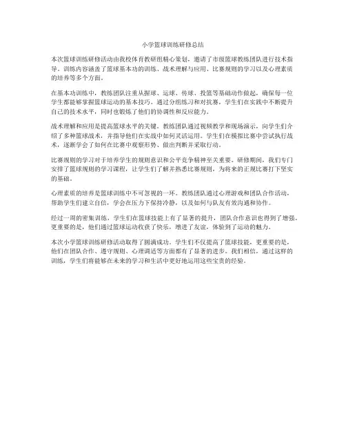 小学篮球训练研修总结