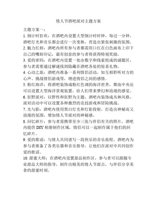 情人节酒吧派对主题方案