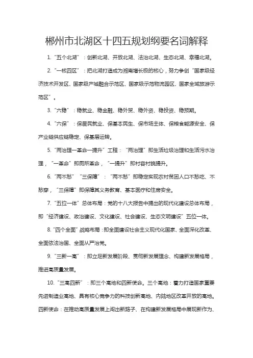 “十四五”规划纲要名词解释