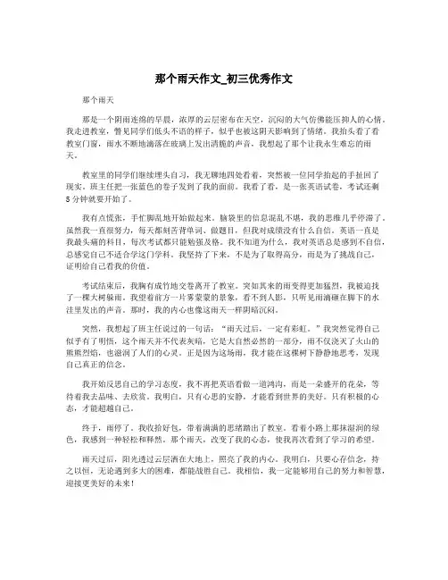 那个雨天作文_初三优秀作文