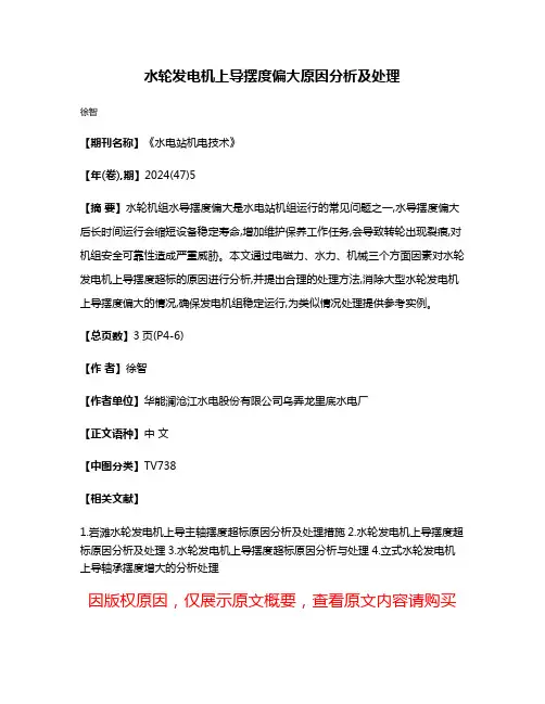 水轮发电机上导摆度偏大原因分析及处理