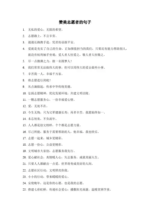 赞美志愿者的句子