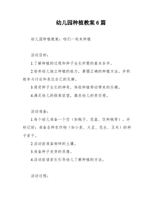 幼儿园种植教案6篇