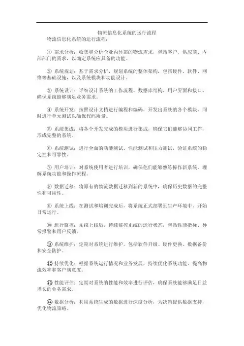物流信息化系统的运行流程