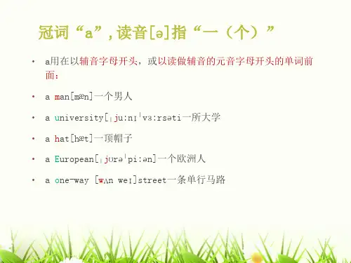 冠词aan的用法PPT课件