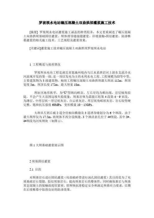 罗坡坝水电站碾压混凝土双曲拱坝灌浆施工技术