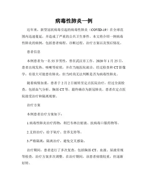 病毒性肺炎一例
