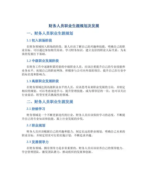 财务人员职业生涯规划及发展
