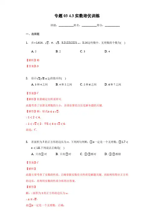 13.专题实数培优训练(解析版)-2020-2021学年八年级数学上册专题培优训练