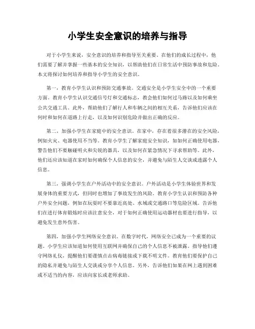 小学生安全意识的培养与指导