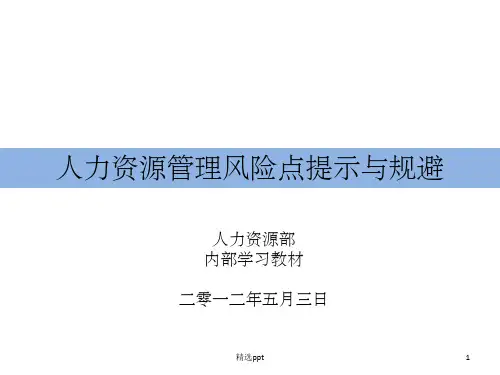 人力资源管理风险点提示与规避PPT课件