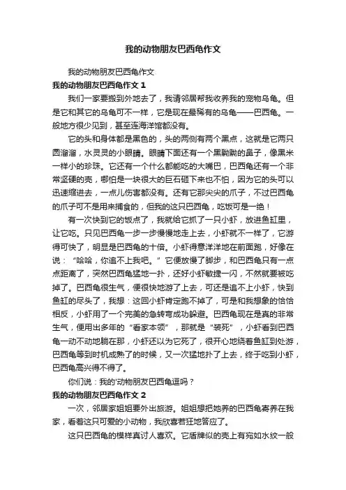 我的动物朋友巴西龟作文