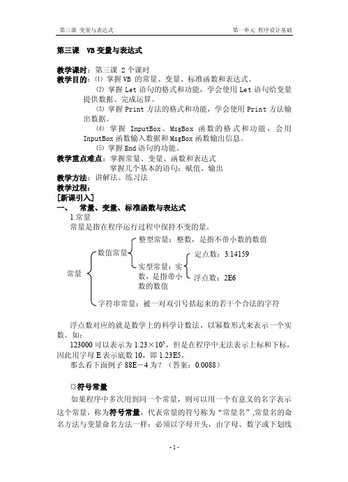 VB变量与表达式