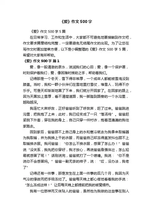 《爱》作文500字5篇