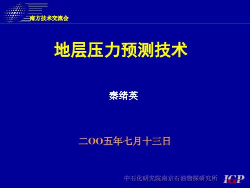 地层压力预测汇报