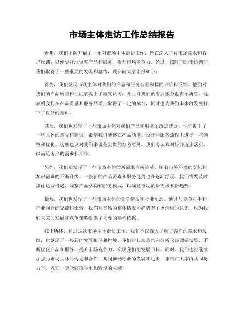 市场主体走访工作总结报告