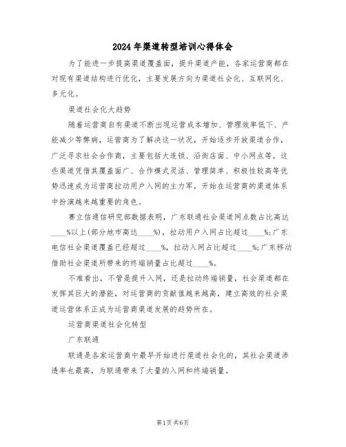 2024年渠道转型培训心得体会(2篇)