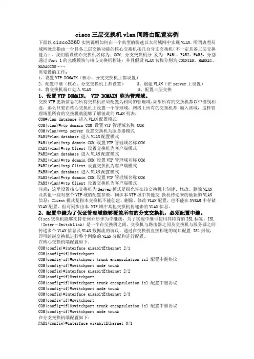 cisco三层交换机vlan间路由配置实例