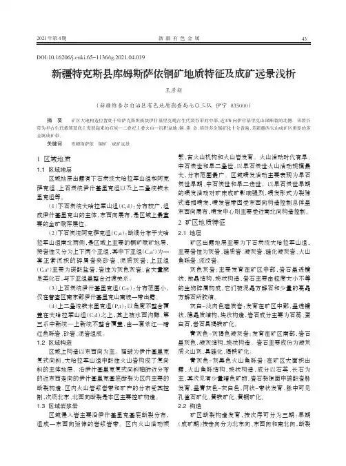 新疆特克斯县库姆斯萨依铜矿地质特征及成矿远景浅析